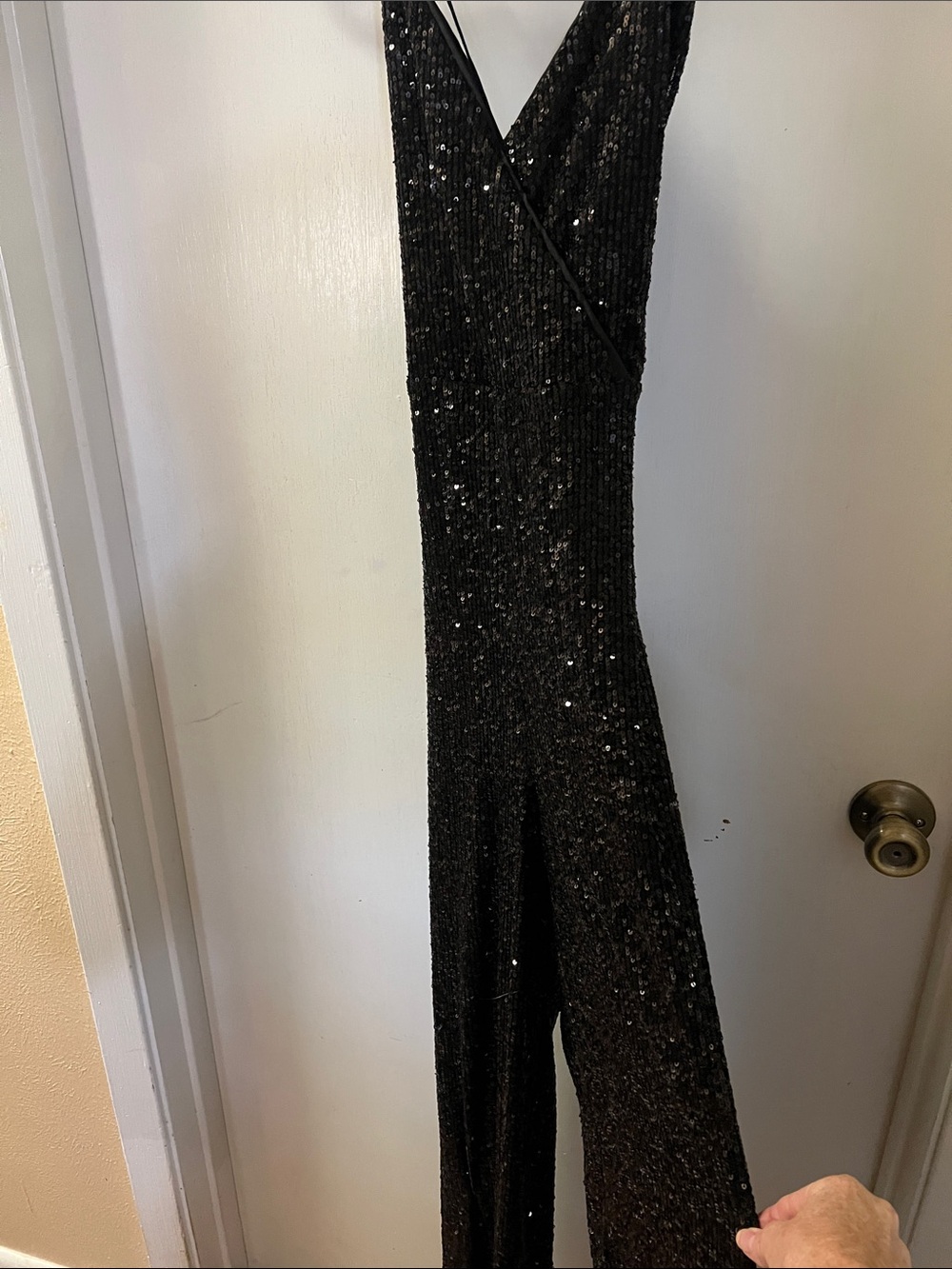 GB girls Black Sequin V-Neck Jumpsuit